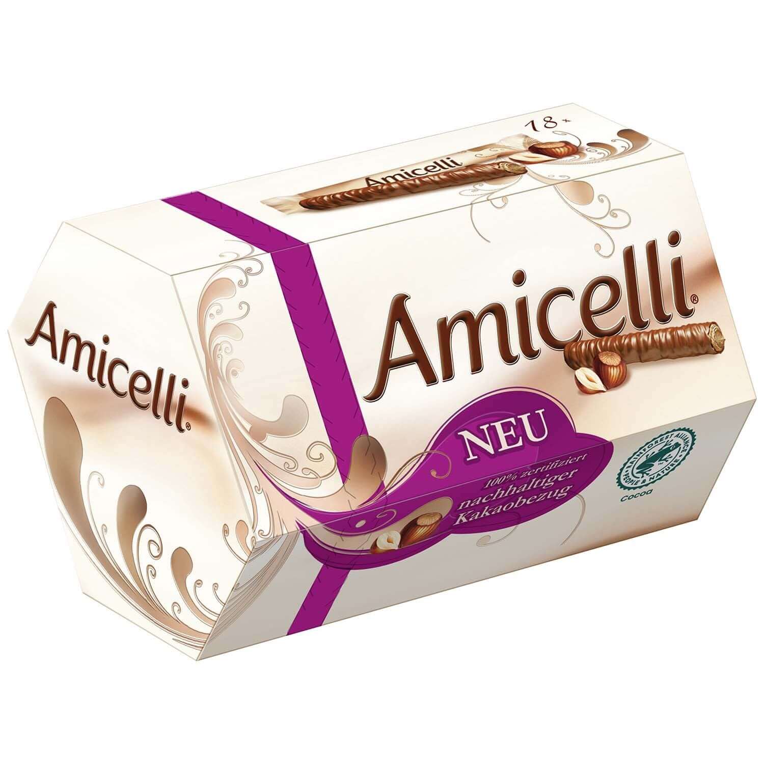 Amicelli Waffelröllchen mit Haselnuss-Creme-Füllung 16 Stück