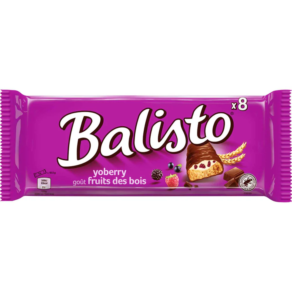 Balisto Joghurt-Beeren Vollkornkeks Riegel mit Milchschokolade 8 Stück
