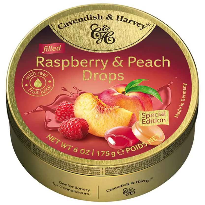 Cavendish & Harvey Raspberry & Peach Filled Drops 175g / 6.17oz