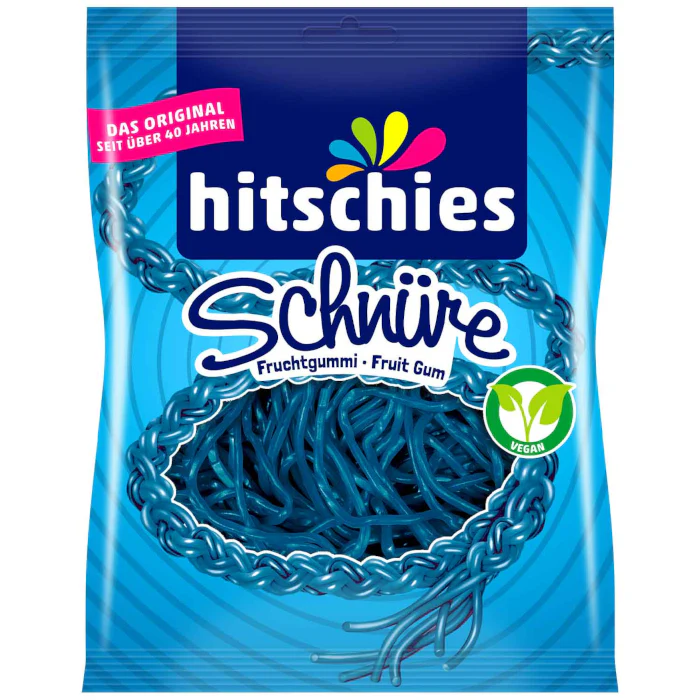 hitschies Fruchtgummi Schnüre Blau 125g / 4.4oz