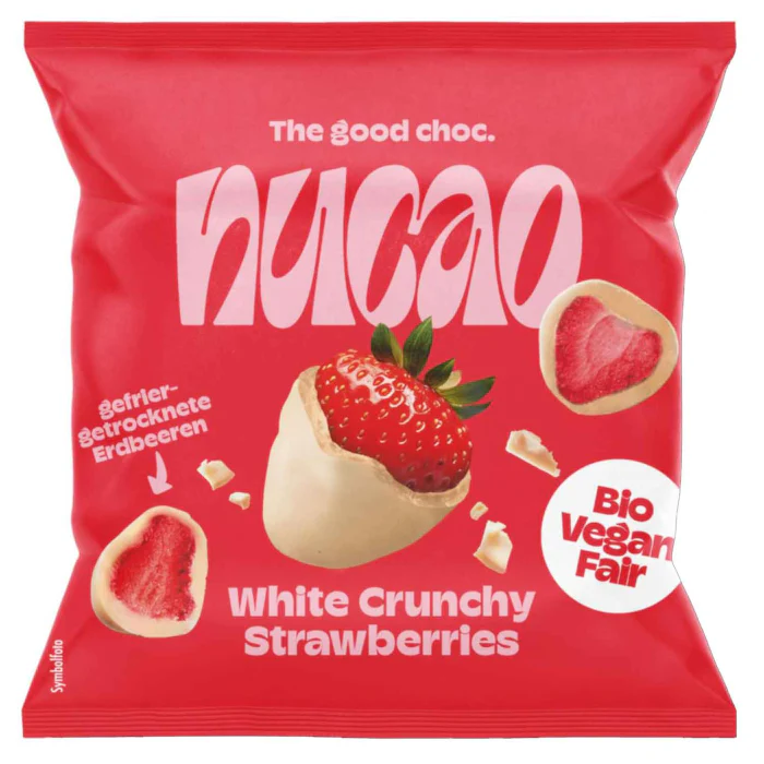 nucao Schokofrüchte White Crunchy Strawberries Bio, Vegan 50g / 1.76oz