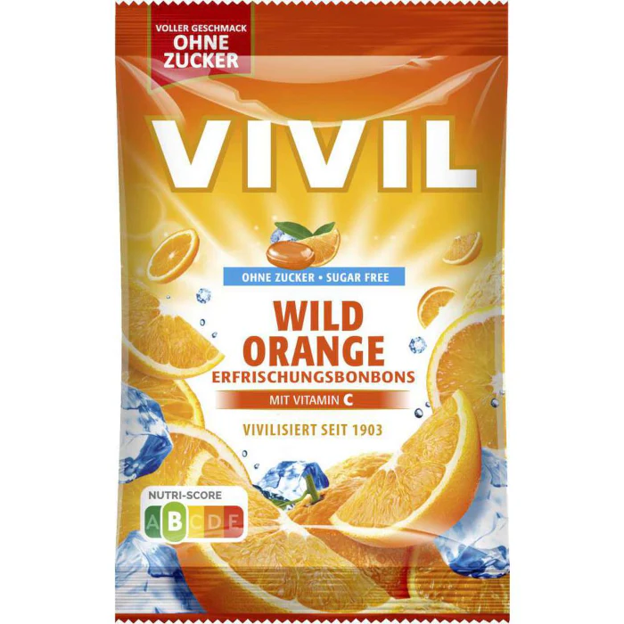 VIVIL Erfrischungsbonbons Wild Orange ohne Zucker 120g / 4.23oz