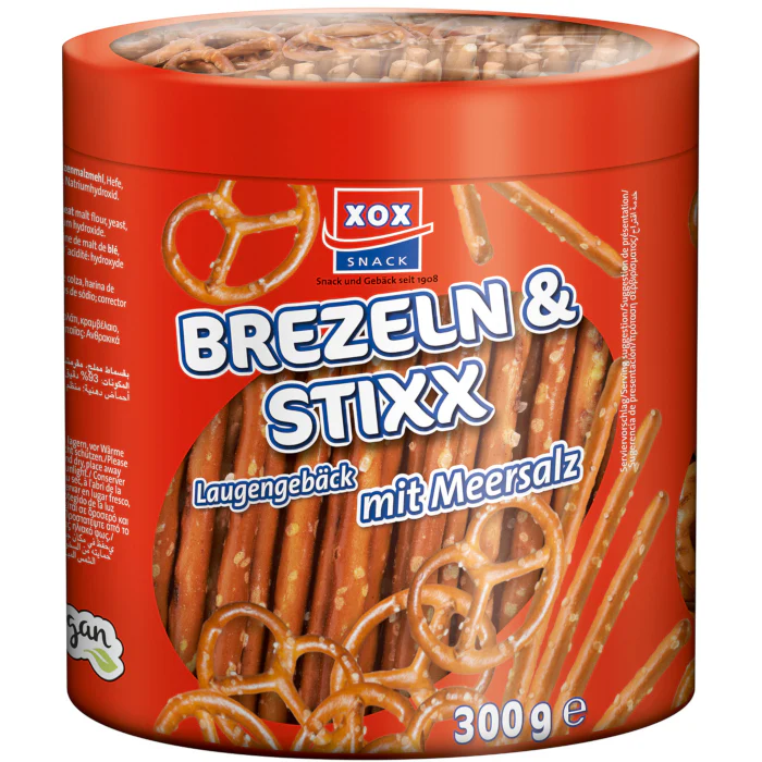 XOX Brezeln & Stixx Laugengebäck mit Meersalz 300g / 10.58oz